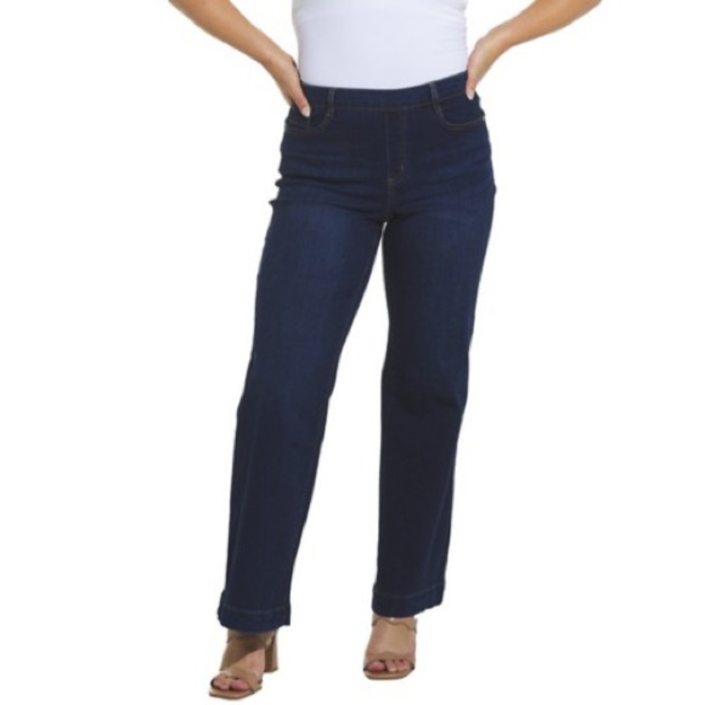 Tribal Pull-On Wide Leg Denim Jeans